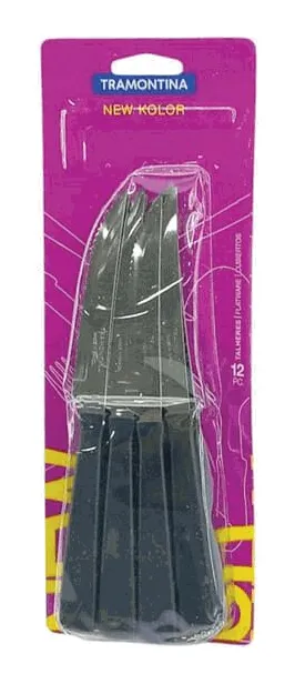 Juego de cuchillos mango plástico NEGRO12 PZS new kolor