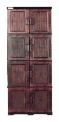 Gabinete 4 niveles tipo rattan madera cerezo plastimas