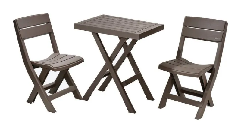 Mesa plegable rectangular + 2SILLAS plegable baru mocca