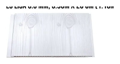 Tablilla olimpia blanca con vetas grises lisa 6.5 mm, 5.90 m × 20 cm (1.18 m²)