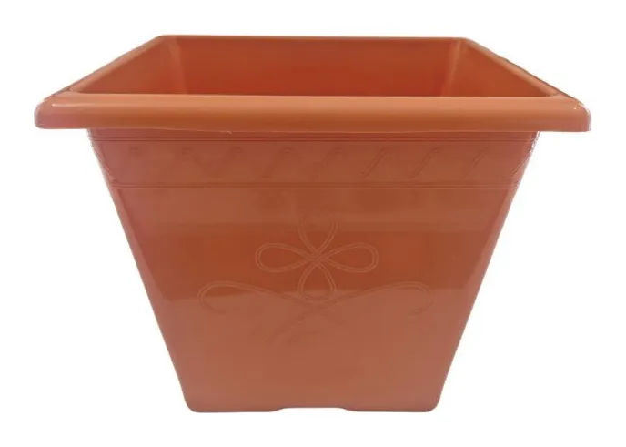 Maceta plástica cuadrada con diseño grabado pequeño n.º 1 - surtido colores