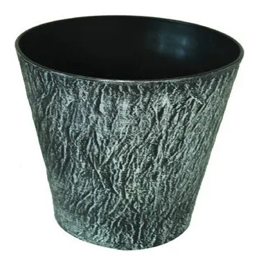 Maceta conica labrada color plata #3 kedy
