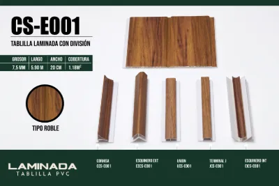 Tablilla laminada con división tipo roble 7.5 mm, 5.90 m × 20 cm (1.18 m²)