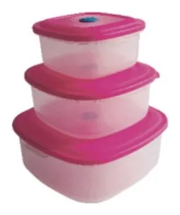 Set de 3 hermeticos cuadrados (0.98 L, 1.85 L y 2.85 L)