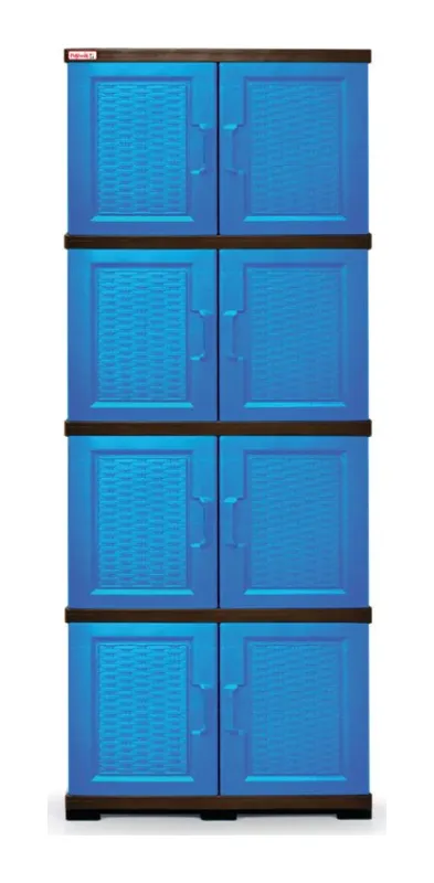 Gabinete 4 niveles tipo rattan azul plastimas