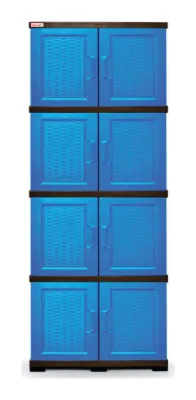 Gabinete 4 niveles tipo rattan azul plastimas
