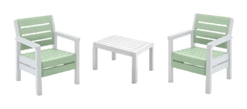 Set balconero baru verde salvia blanco