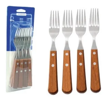 Juego de tenedor mesa mango madera 12 PZS tradicional