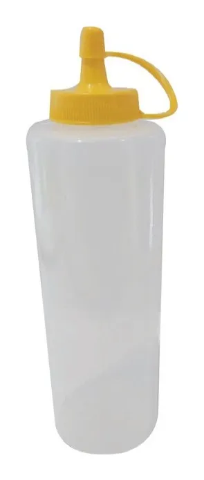 Salsero transparente tapa amarilla 475 ml