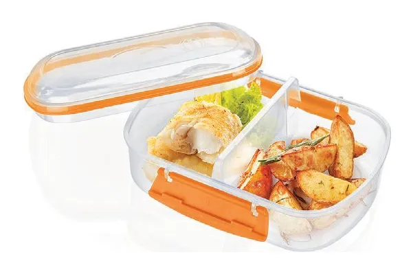 Topper rectangular con división lok-it split 630 ml Polinplast
