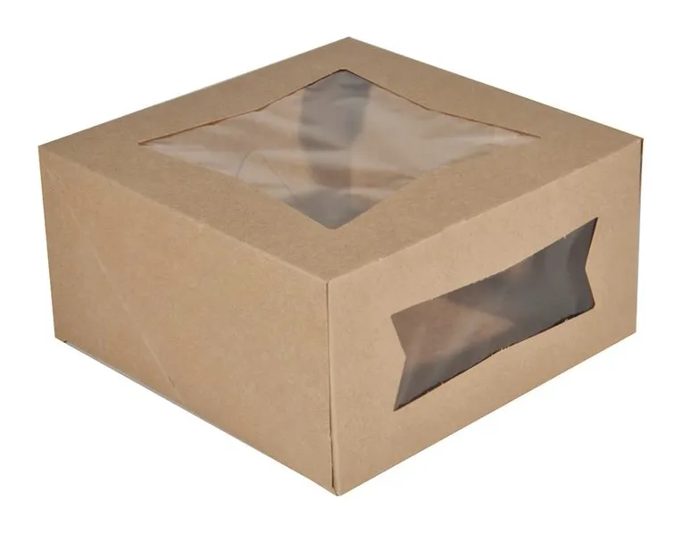 Caja kraft repostería con doble ventana 9×9×4 1 × 150