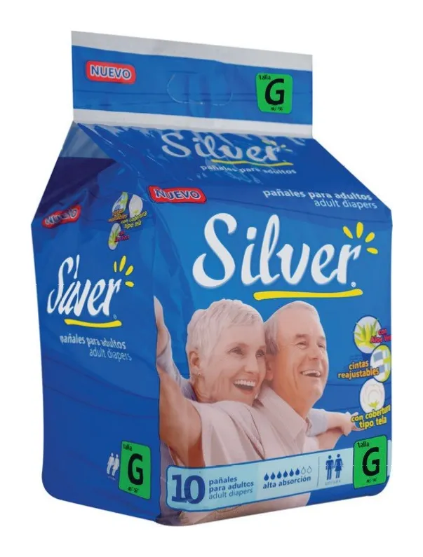 Pañal silver velcro talla G 10×10