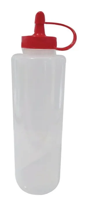 Salsero transparente tapa roja 475 ml