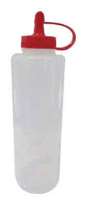 Salsero transparente tapa roja 475 ml