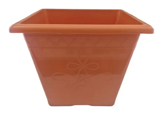 Maceta plástica cuadrada con diseño grabado mediano n.º 2 - surtido colores