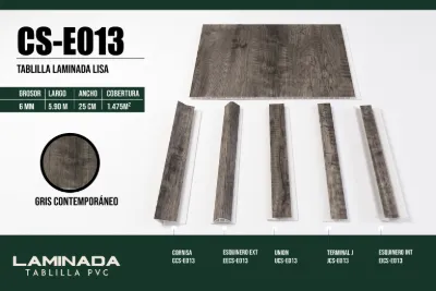 Tablilla laminada lisa gris contemporaneo 7.5 mm, 5.90 m × 25 cm (1.475 m²)