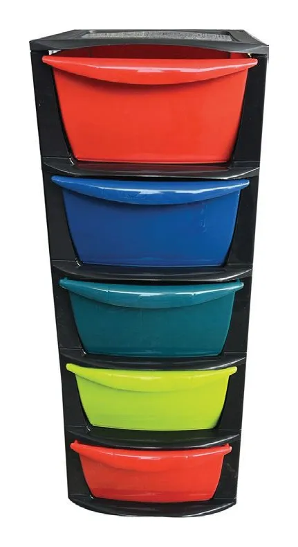 Gavetero Dinasty 5 niveles marco negro gavetas multicolor