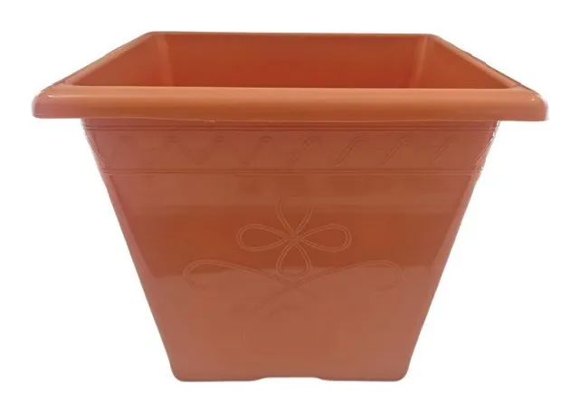 Maceta plástica cuadrada con diseño grabado grande n.º 3 - surtido colores
