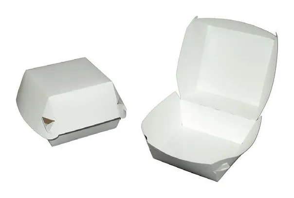 Empaque de cartón blanco para hamburguesa 4 × 125