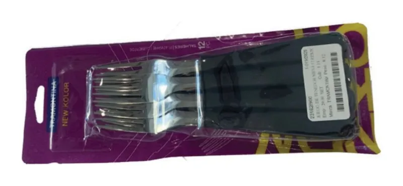 Juego de tenedor de mesa mango plástico negro 12 PZS new kolor tramontina