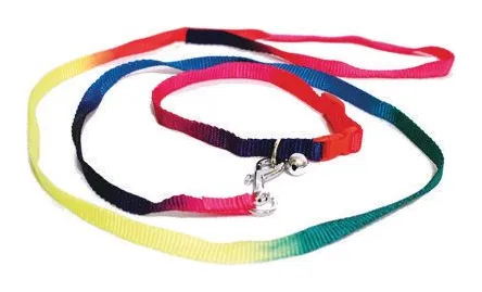 Correa con collar delgada combinada neon con cascabel