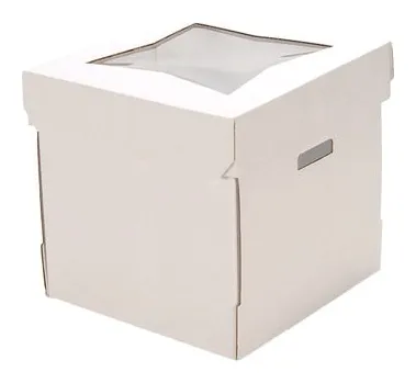 Caja blanca #4 para pastel 12×16×16 tapa con ventana 1 × 12