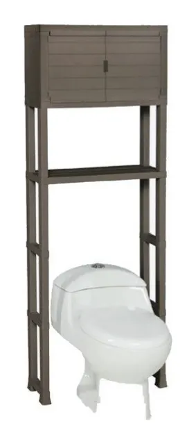 Estante organizador para baño con puertas mocca
