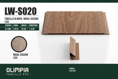 Tablilla olimpia nogal oscuro lisa 6.5 mm, 5.90 m × 20 cm (1.18 m²)